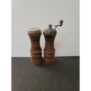Vintage Catalina Walnut Wood Stainless Steel Pepper Grinder & Salt Shaker 6"